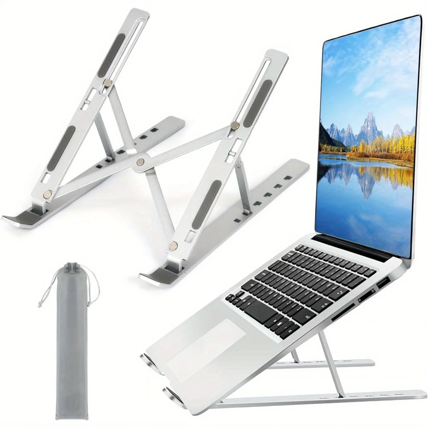 Laptop Stand Portable - Supporto per laptop regolabile in alluminio: